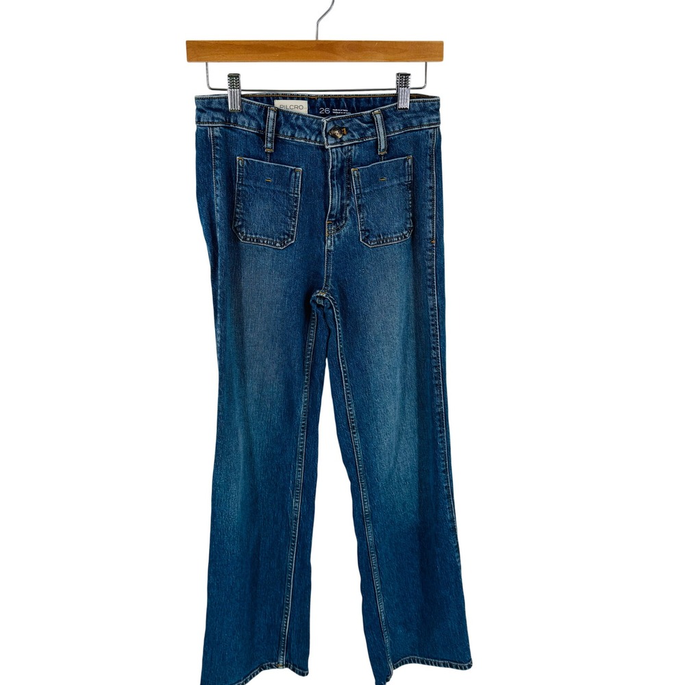 Anthropologie Pilcro The Skipper Wide Leg High Rise Patch Pocket Jeans Size 26